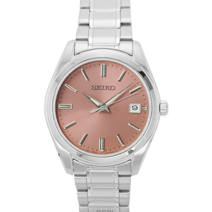 Seiko ruostumattomasta teräksestä valmistettu lohikellotaululla varustettu kvartsi SUR523P1 100M miesten kello