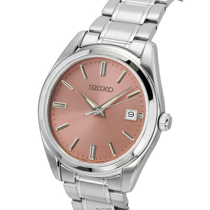 Seiko ruostumattomasta teräksestä valmistettu lohikellotaululla varustettu kvartsi SUR523P1 100M miesten kello