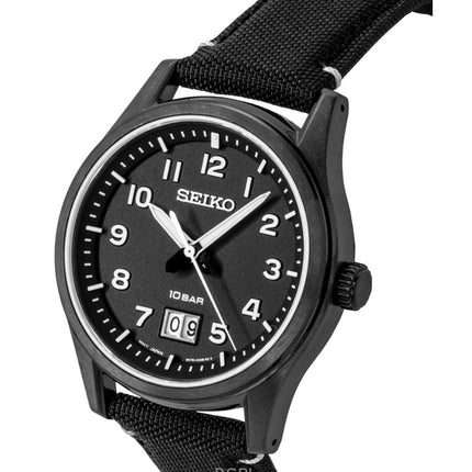 Seiko Classic nailonranneke mustalla kellotaululla kvartsi SUR571P1 100M miesten kello