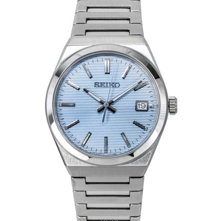 Seiko Classic ruostumattomasta teräksestä valmistettu vaaleansininen kellotaulu kvartsi SUR599P1 100M miesten kello