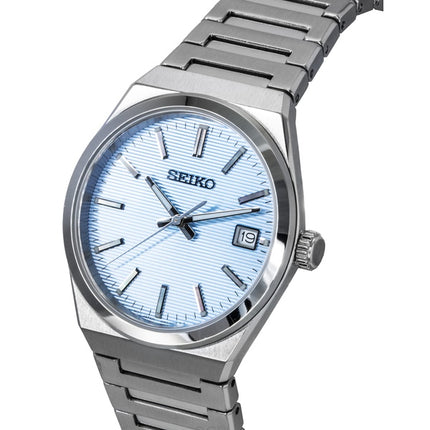 Seiko Classic ruostumattomasta teräksestä valmistettu vaaleansininen kellotaulu kvartsi SUR599P1 100M miesten kello