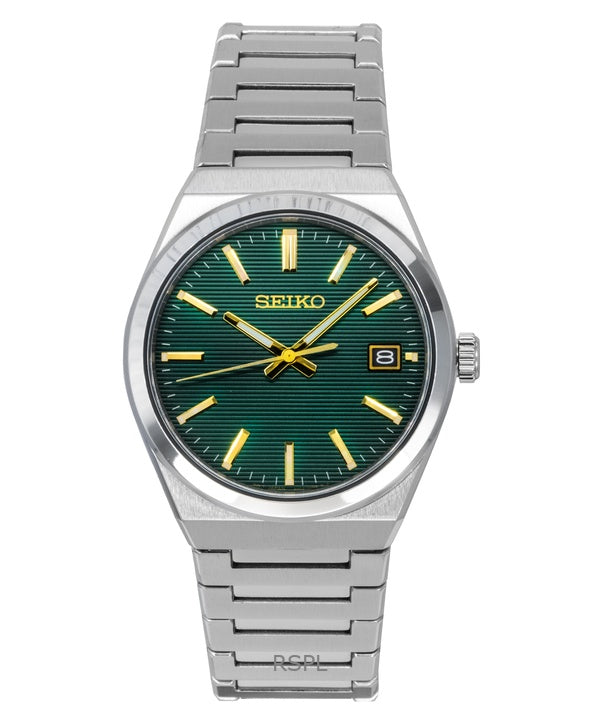 Seiko Classic ruostumattomasta teräksestä valmistettu vihreä kellotaulu kvartsi SUR601P1 100M miesten kello