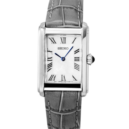 Seiko Classic -kvartsi SWR099P1 naistenkello nahkarannekkeella, valkoinen kellotaulu