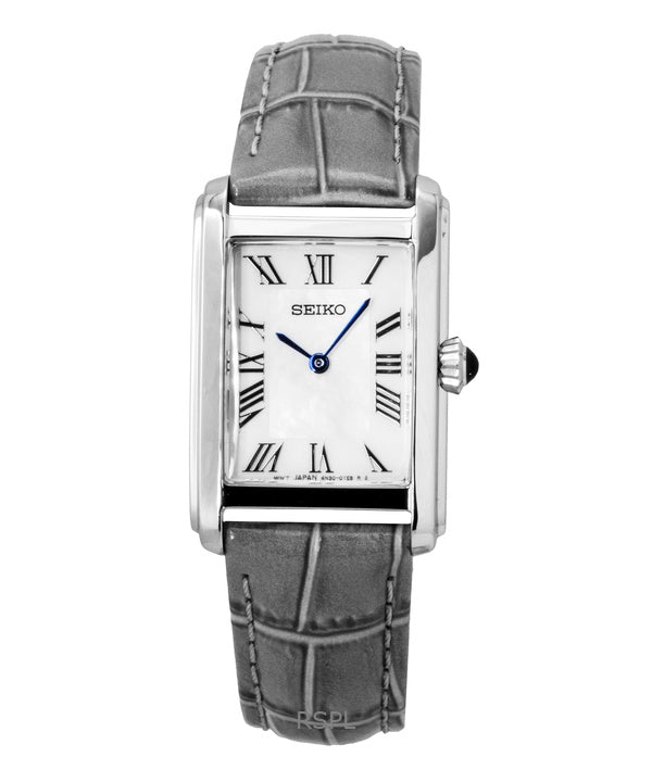 Seiko Classic -kvartsi SWR099P1 naistenkello nahkarannekkeella, valkoinen kellotaulu
