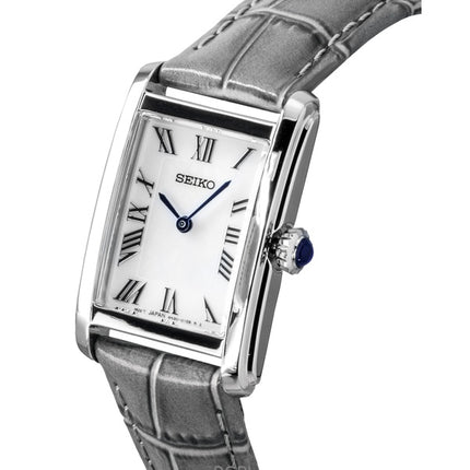 Seiko Classic -kvartsi SWR099P1 naistenkello nahkarannekkeella, valkoinen kellotaulu