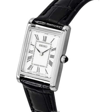 Seiko Classic -kvartsi SWR107P1 naistenkello nahkarannekkeella, valkoinen kellotaulu