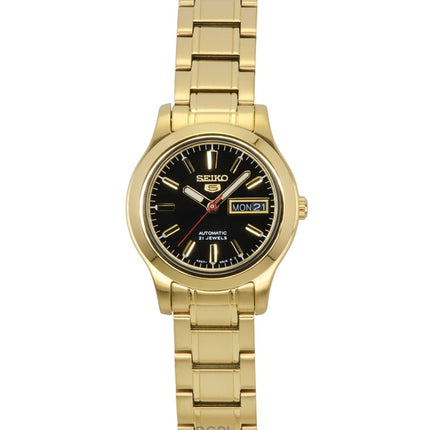 Seiko 5 Classic -kullanvärinen ruostumattomasta teräksestä valmistettu musta kellotaulu, 21 jalokiveä, automaattinen SYMD96K1 naisten kello