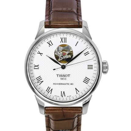 Tissot Le Locle Powermatic 80 nahkahihna, avoin sydän, hopea kellotaulu, automaattinen T006.407.16.033.01 miesten kello