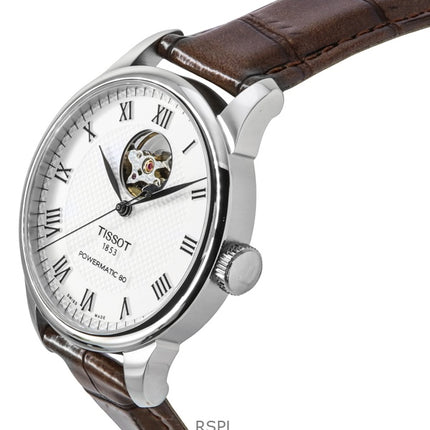 Tissot Le Locle Powermatic 80 nahkahihna, avoin sydän, hopea kellotaulu, automaattinen T006.407.16.033.01 miesten kello