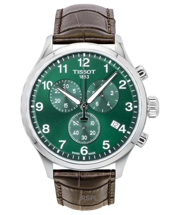 Tissot Chrono XL Classic Chronograph ruostumattomasta teräksestä valmistettu vihreä kellotaulu kvartsi T116.617.16.092.00 100M miesten kello