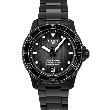 Tissot Seastar 1000 ruostumattomasta teräksestä valmistettu harmaa ja musta kellotaulu automaattinen sukeltajan rannekello T120.807.33.051.00 300M miesten kello