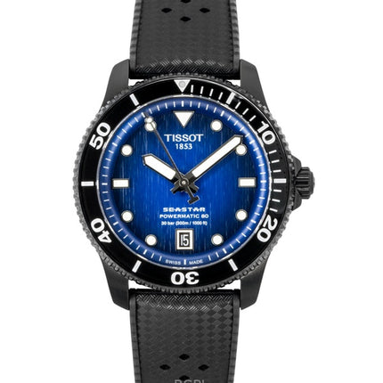 Tissot Seastar 1000 -synteettisellä rannekkeella, sinisellä kellotaululla, automaattisella sukeltajan rannekkeella, T120.807.37.041.00, 300M:n miesten kello