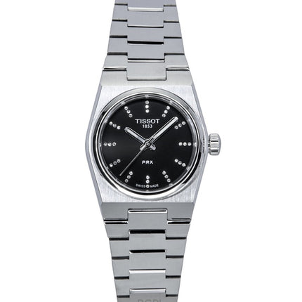 Tissot PRX ruostumattomasta teräksestä valmistettu musta kellotaulu kvartsi T137.010.11.056.00 100M naisten kello