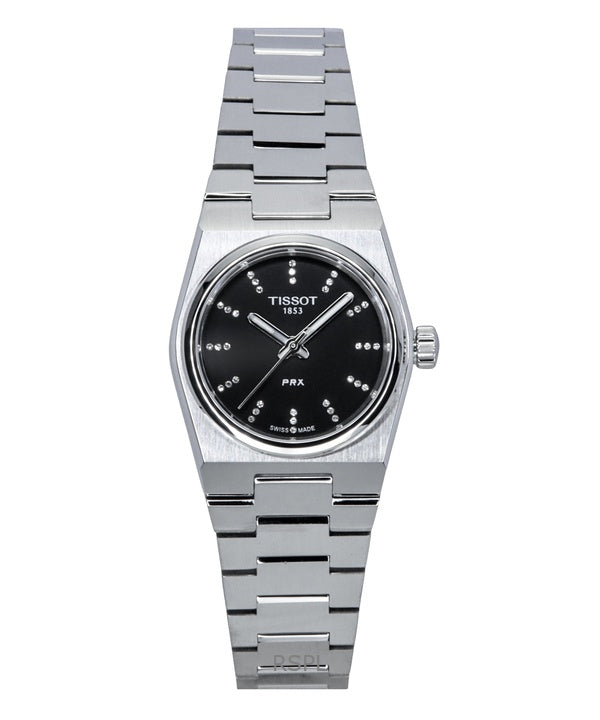 Tissot PRX ruostumattomasta teräksestä valmistettu musta kellotaulu kvartsi T137.010.11.056.00 100M naisten kello