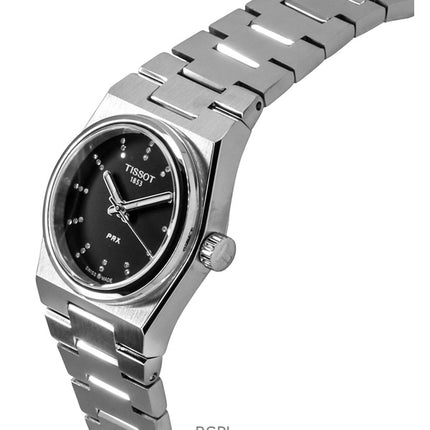 Tissot PRX ruostumattomasta teräksestä valmistettu musta kellotaulu kvartsi T137.010.11.056.00 100M naisten kello