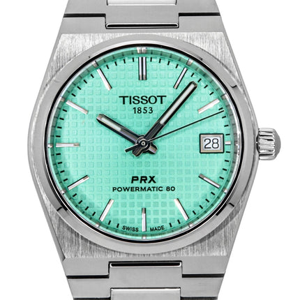 Tissot PRX Powermatic 80 ruostumaton teräs vaaleanvihreä kellotaulu automaattinen T137.207.11.091.01 100M Unisex kello