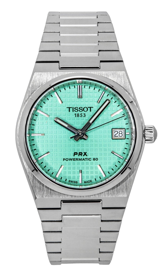 Tissot PRX Powermatic 80 ruostumaton teräs vaaleanvihreä kellotaulu automaattinen T137.207.11.091.01 100M Unisex kello