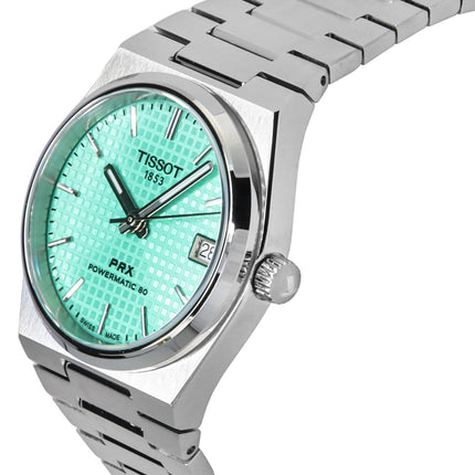 Tissot PRX Powermatic 80 ruostumaton teräs vaaleanvihreä kellotaulu automaattinen T137.207.11.091.01 100M Unisex kello