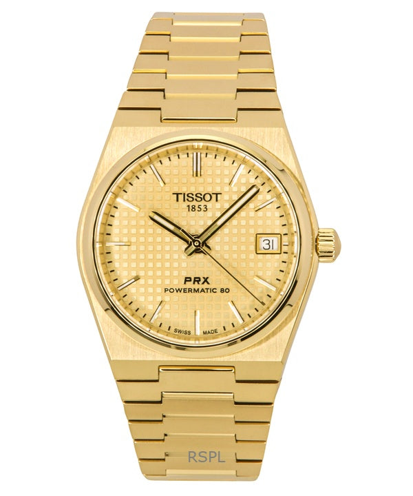 Tissot PRX Powermatic 80 kullanvärinen ruostumattomasta teräksestä valmistettu samppanjakelloautomaatti T137.207.33.021.00 100M naisten kello