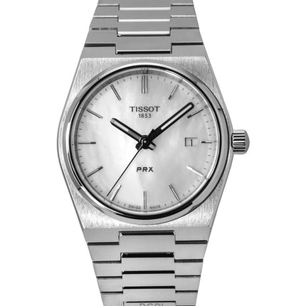 Tissot PRX Classic nykyaikainen ruostumattomasta teräksestä valmistettu valkoinen helmikellokvartsi T137.210.11.111.00 100M Unisex kello