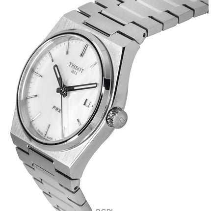 Tissot PRX Classic nykyaikainen ruostumattomasta teräksestä valmistettu valkoinen helmikellokvartsi T137.210.11.111.00 100M Unisex kello