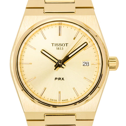 Tissot PRX Gold Tone ruostumattomasta teräksestä valmistettu samppanjakellotaulu Sveitsin kvartsi T137.210.33.021.00 100M naisten kello