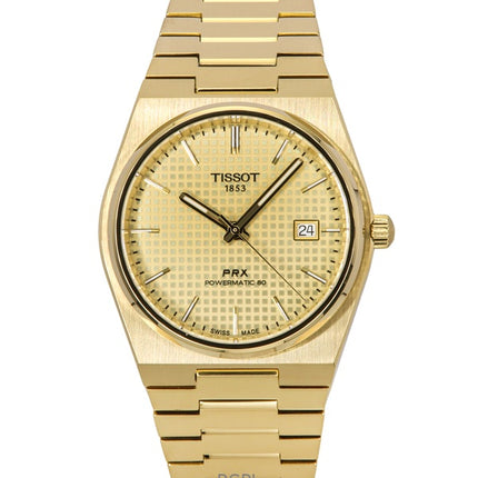 Tissot PRX Powermatic 80 Gold Tone ruostumattomasta teräksestä samppanjakelloautomaatti T137.407.33.021.00 100M miesten kello