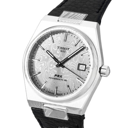 Tissot PRX Damascus Steel -synteettisellä rannekkeella, harmaalla kellotaululla, automaattinen T137.807.96.081.00 100M miesten kello