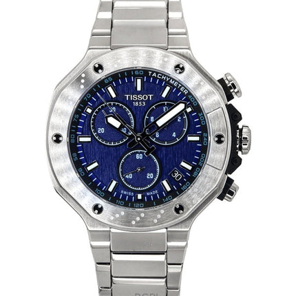 Tissot T-Race Chronograph ruostumaton teräs sininen kellotaulu kvartsi T141.417.11.041.00 100M miesten kello
