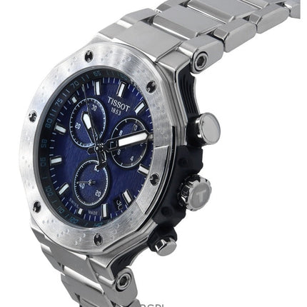 Tissot T-Race Chronograph ruostumaton teräs sininen kellotaulu kvartsi T141.417.11.041.00 100M miesten kello