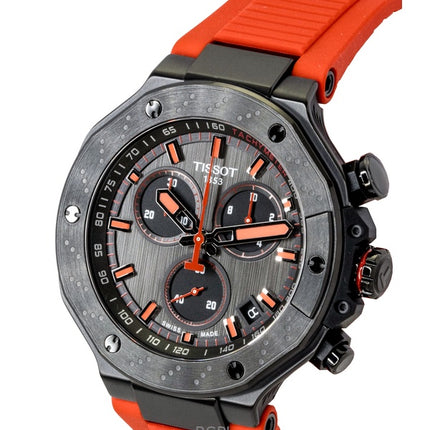 Tissot T-Race Chronograph -kvartsikello, synteettisellä rannekkeella, tummanharmaalla kellotaululla, T141.417.37.061.01, 100M, miesten kello