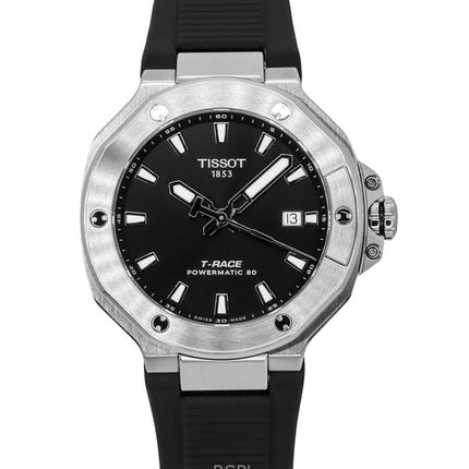 Tissot T-Race Powermatic 80 silikonihihna, musta kellotaulu, automaattinen T141.807.17.051.00 100M miesten kello