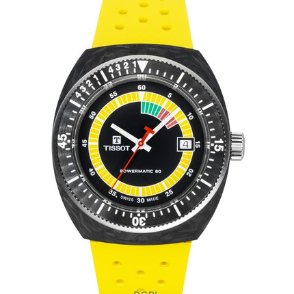 Tissot Sideral S -synteettisellä rannekkeella, mustalla kellotaululla, automaattinen sukeltajan ranneke T145.407.97.057.00, 300M:n miesten kello