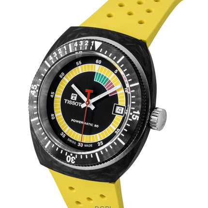 Tissot Sideral S -synteettisellä rannekkeella, mustalla kellotaululla, automaattinen sukeltajan ranneke T145.407.97.057.00, 300M:n miesten kello