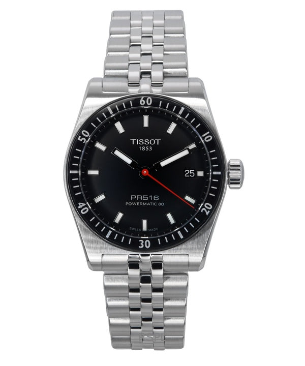Tissot PR516 Powermatic 80 ruostumaton teräs musta kellotaulu automaattinen T149.407.11.051.00 100M miesten kello