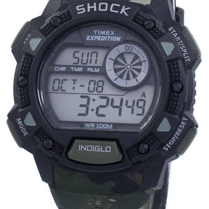 Timex Expedition pohja Shock hälytys Indiglo Digital T49976 Miesten Kello