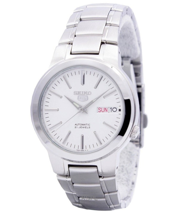 Kunnostettu Seiko 5 valkoinen kellotaulu automaattinen 21 jalokivet SNKA01K1 miesten kello