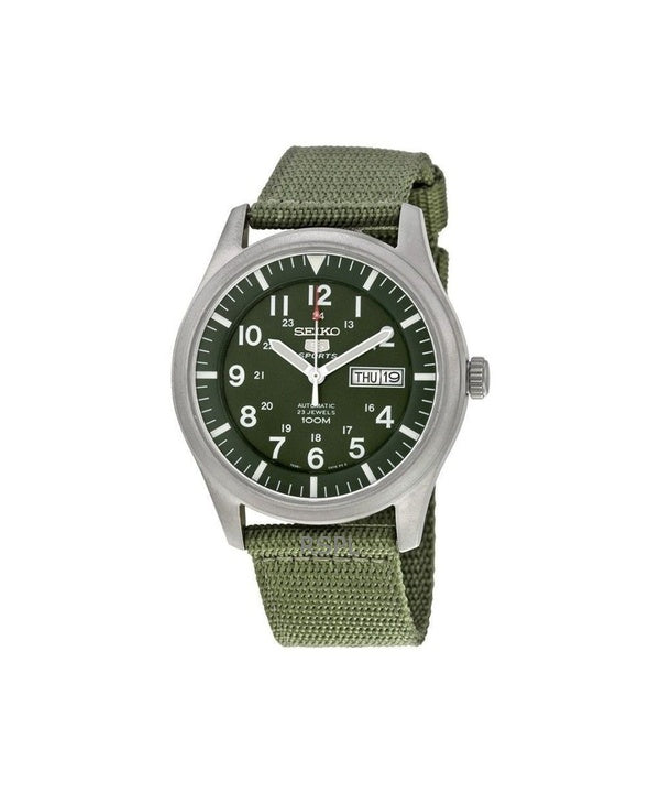 Kunnostettu Seiko 5 Military Green kellotaulu automaattinen urheilukello SNZG09K1 miesten kello