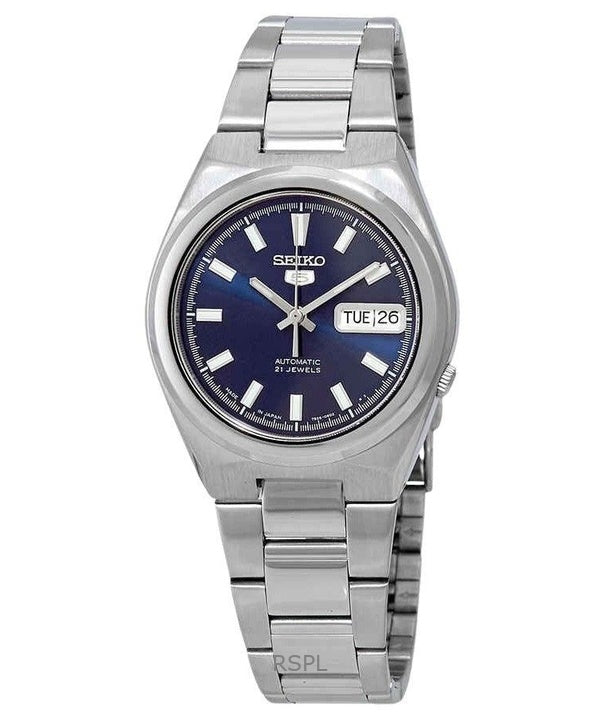 Kunnostettu Seiko 5 ruostumattomasta teräksestä valmistettu sininen kellotaulu 21 jalokivet automaattinen SNKC51J1 miesten kello