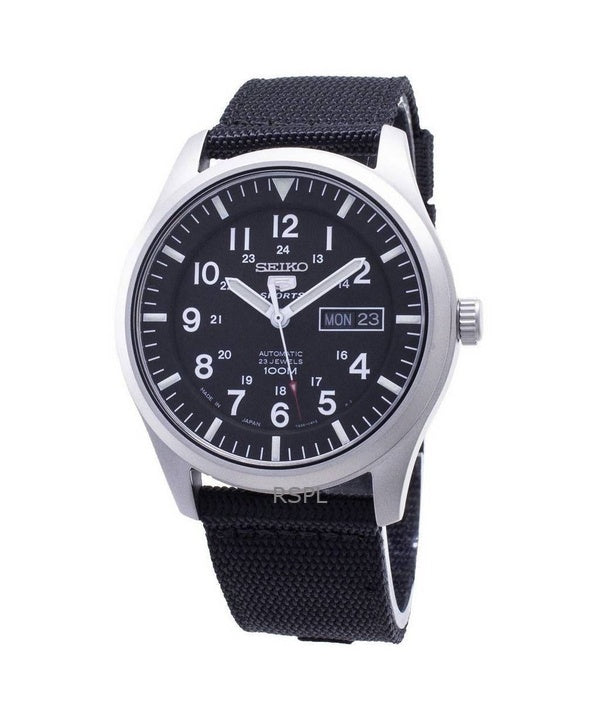 Kunnostettu Seiko Black Dial automaattinen urheilukello SNZG15J1 miesten kello