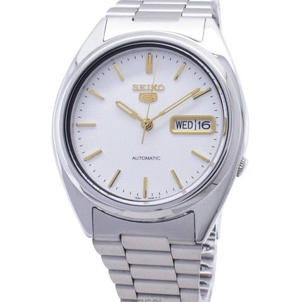 Kunnostettu Seiko 5 valkoinen kellotaulu automaattinen 21 jalokivet SNXG47K1 miesten kello