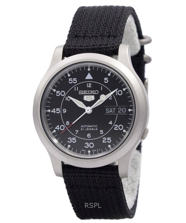 Kunnostettu Seiko 5 Military Black kellotaulu automaattinen SNK809K2 miesten kello