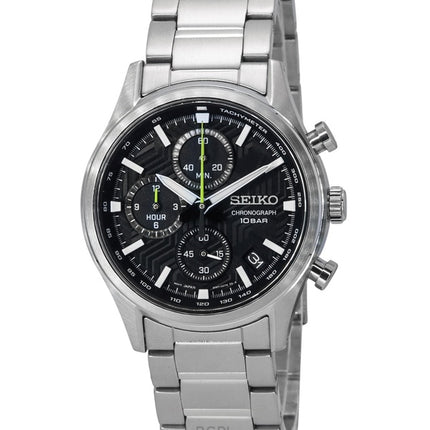 Kunnostettu Seiko Conceptual Chronograph mustalla taululla varustettu kvartsi SSB419P1 100M miesten kello