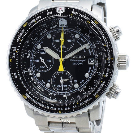 Kunnostettu Seiko Chronograph SNA411 SNA411P1 SNA411P Pilotin hälytys 200M miesten kello