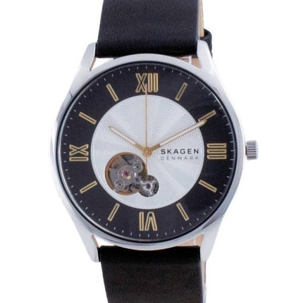 Kunnostettu Skagen Holst Open Heart nahkainen automaattinen SKW6710 miesten kello