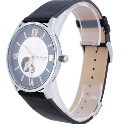 Kunnostettu Skagen Holst Open Heart nahkainen automaattinen SKW6710 miesten kello