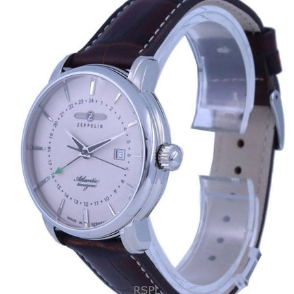 Kunnostettu Zeppelin Atlantic -nahkahihna beige kellotaulu Quartz 84425 miesten kello