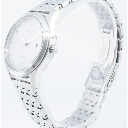 Kunnostettu Citizen Eco-Drive valkoinen kellotaulu ruostumattomasta teräksestä EW2530-87A naisten kello