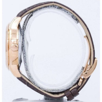 Kunnostettu Orient Sun &amp, Moon nahkaranneke Tummanruskea kellotaulu automaattinen SAK00003T0 miesten kello