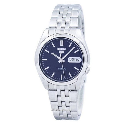 Kunnostettu Seiko 5 ruostumattomasta teräksestä valmistettu tummansininen kellotaulu automaattinen SNK357K1 miesten kello
